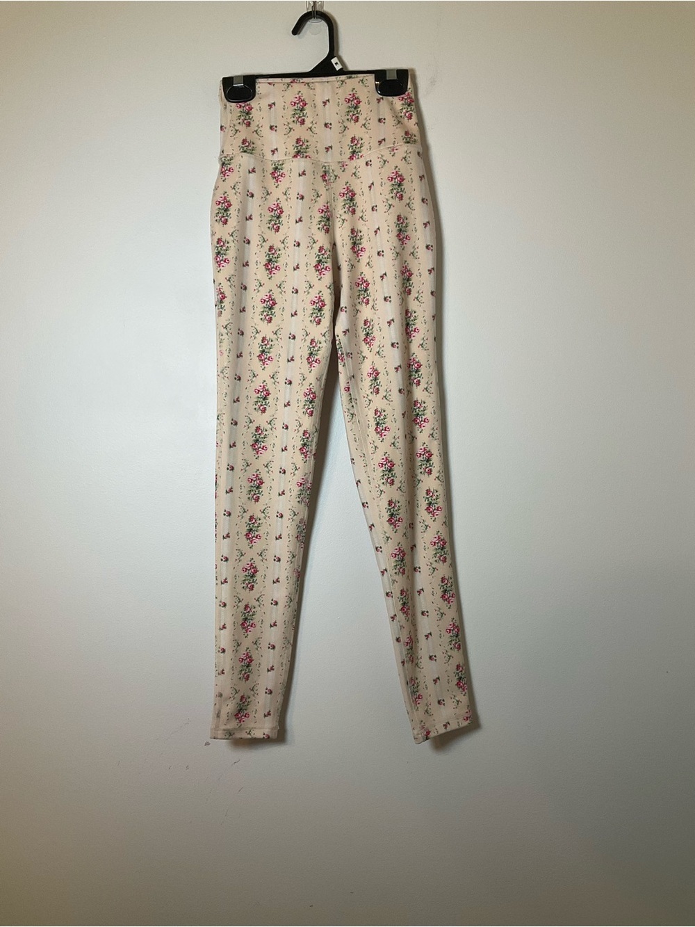 LoveShackFancy Floral Leggings Cream Pink XXS Cottagecore